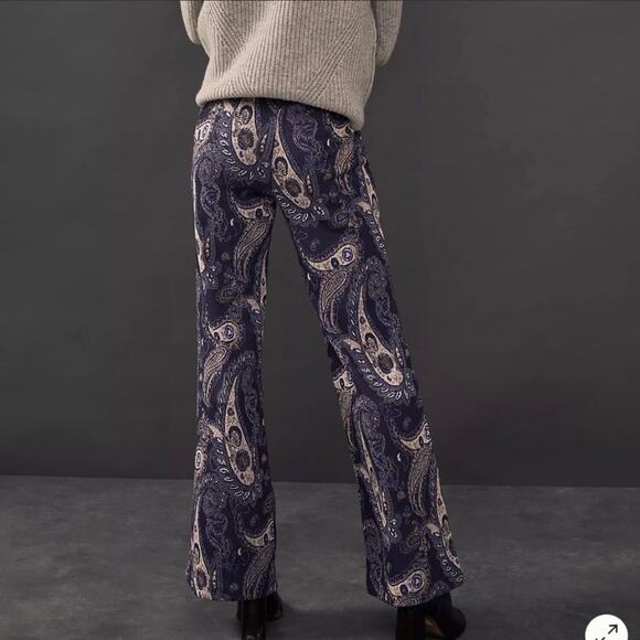 Maeve blue paisley bell bottom flare pants - Picture 2 of 7